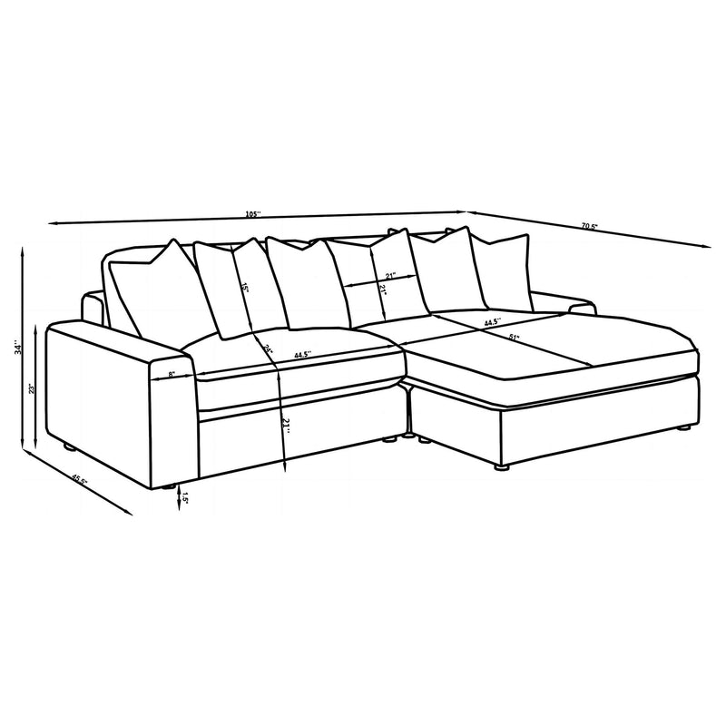 Blaine Upholstered Reversible Chaise Sectional Sofa Sand