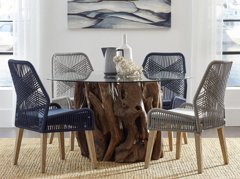 Nakia Woven Rope Dining Side Chairs Dark Navy (Set of 2)