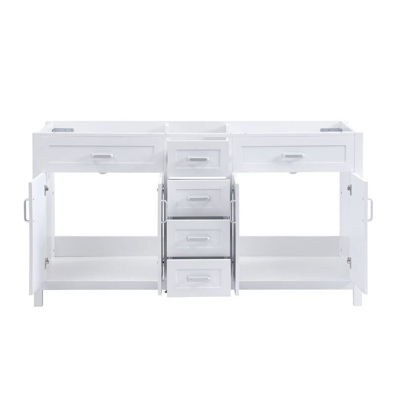 Bathroom Vanity Cabinet Only, Soft Close Doors & Drawers, 4 Drawers & 2 Double Door Cabinets - White
