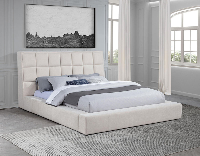 Dreux Upholstered Queen Panel Platform Bed Cream