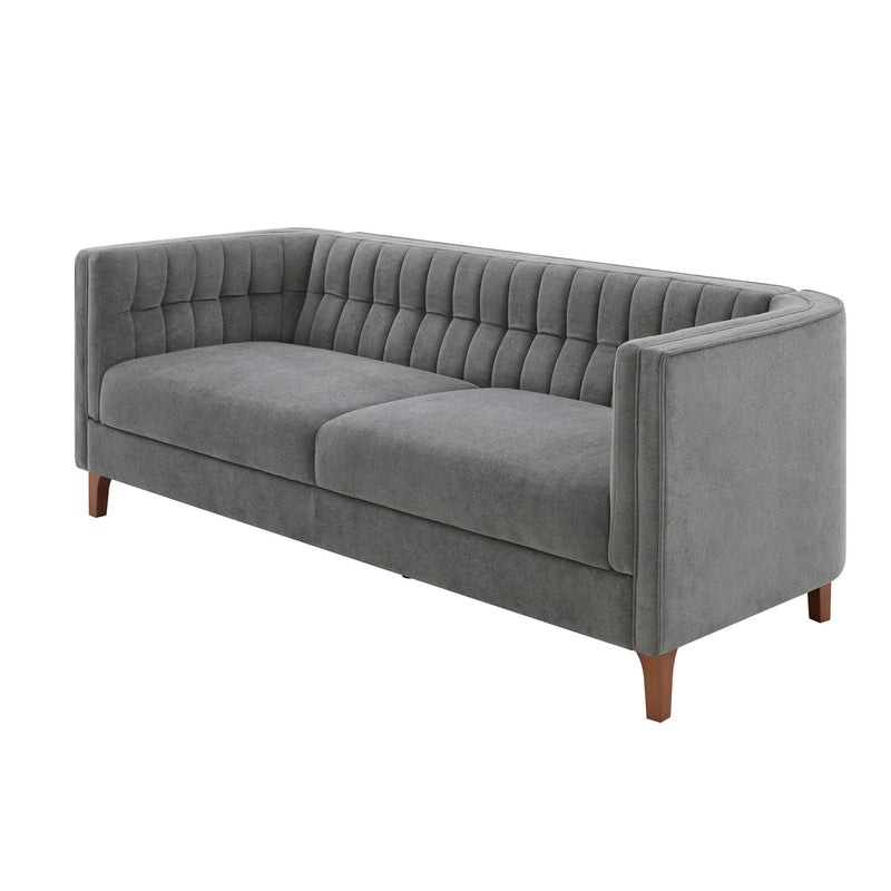 Modern 3 Seater Sofa, Upholstered Couch With Curved Armrests