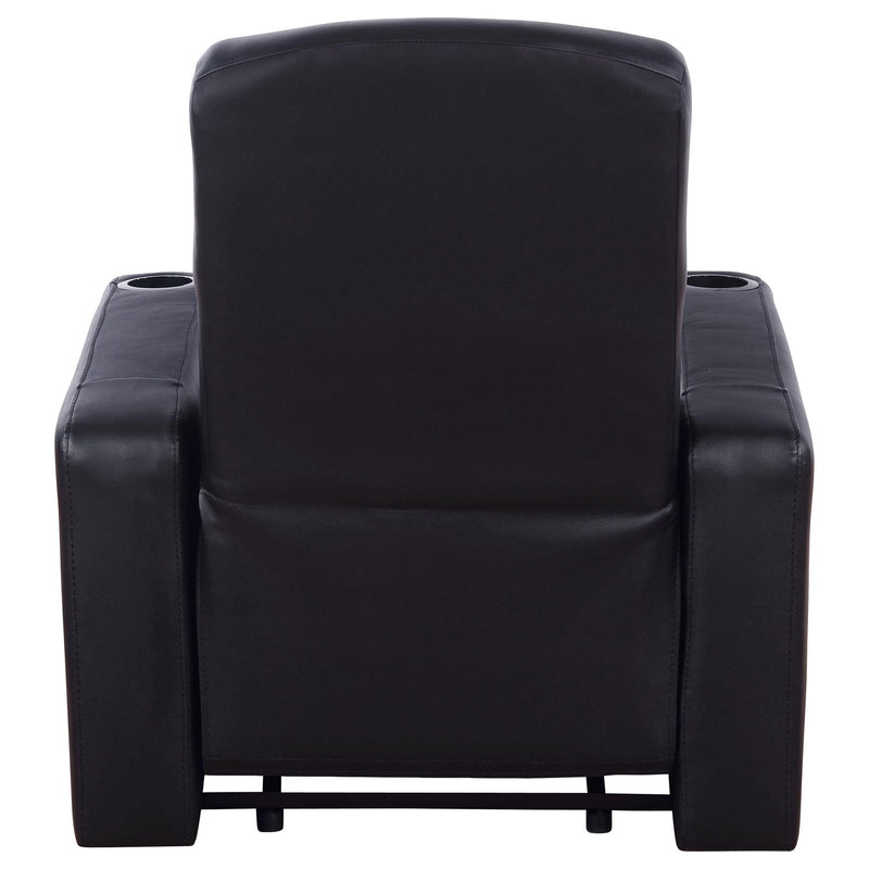 Greenfield - 4 Seater Home Theater With Wedge Console Recliners With Built In Storage And Cup Holders - Black