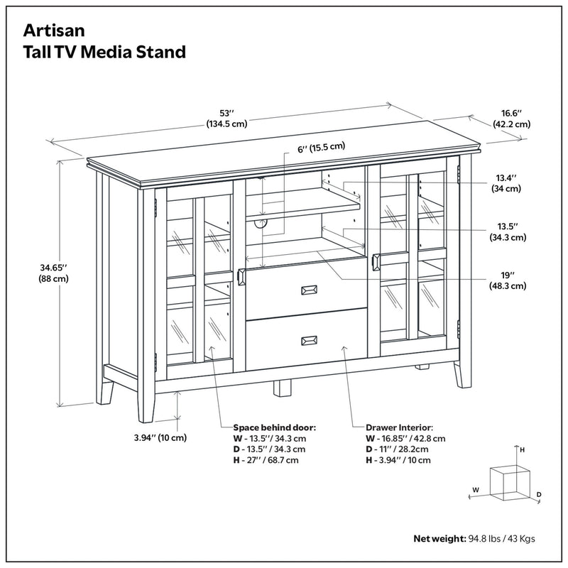 Artisan - Tall TV Media Stand - Gray