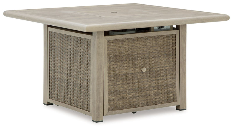 Cliff Trails - Square Fire Pit Table - Beige