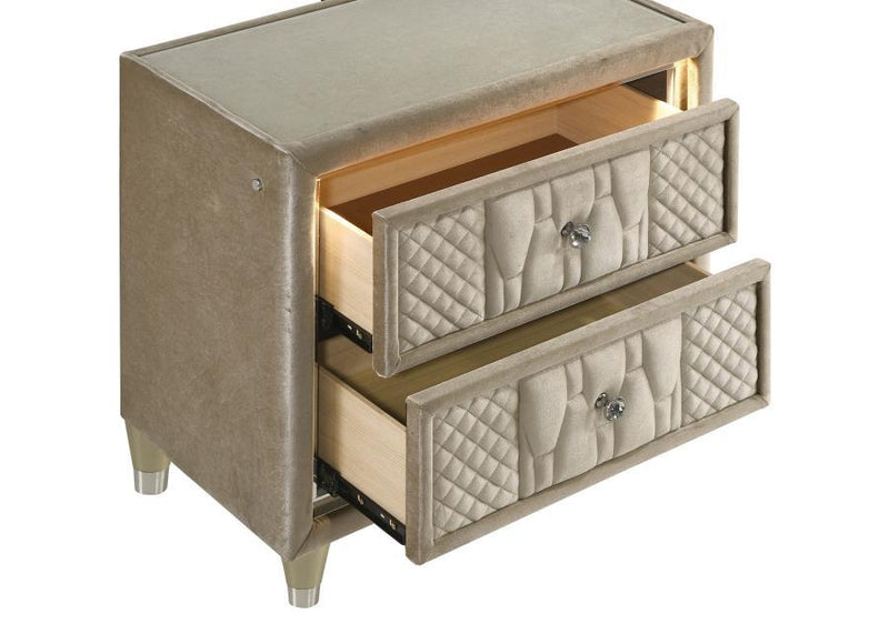 Lorient - 2-Drawer LED Nightstand With USB