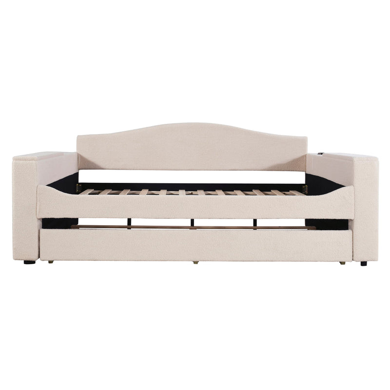 Upholstered Daybed With Storage Armrests, Trundle And Latest Integrated tooth Audio System