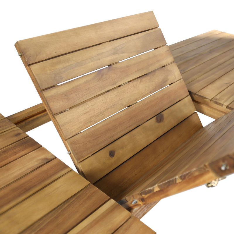Wilson - Expandable Dining Table With Slat Design - Teak Acacia Wood