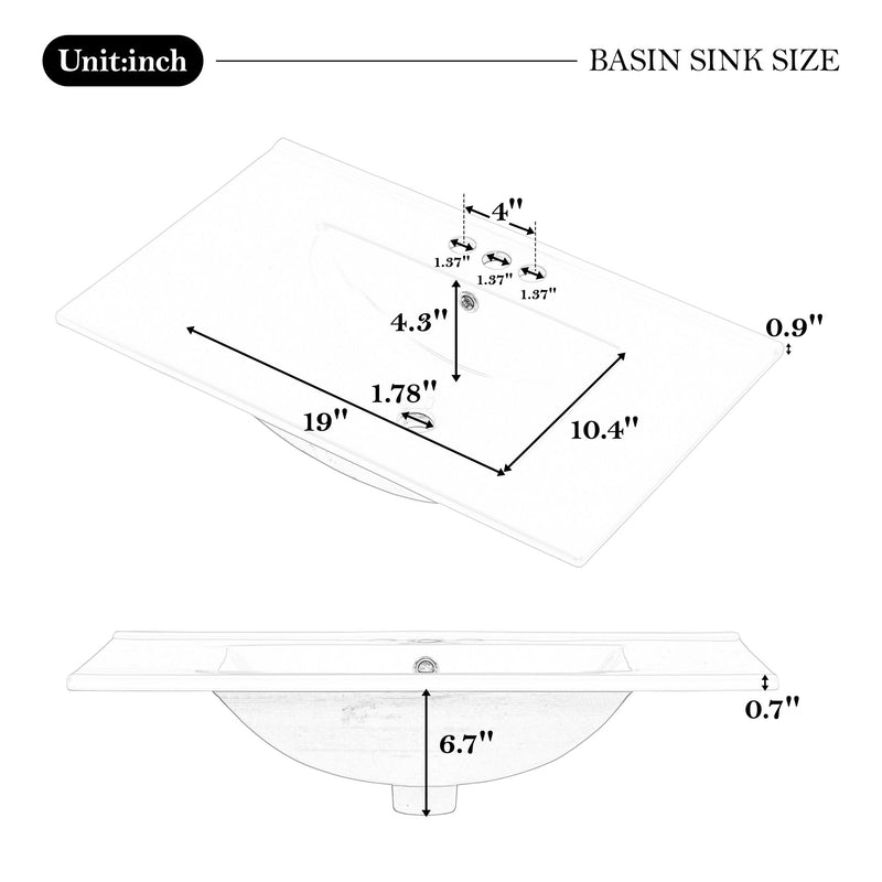 Bathroom Vanity With Sink With 2 Doors And Adjustable Shelf