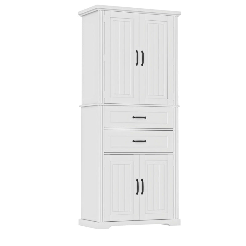 Multi Functional Storage Cabinet With Adjustable Shelves, 2 Drawers, Door Shelves