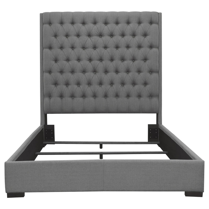 Copper - Queen Panel Bed With Button Tufted Headboard - Gray