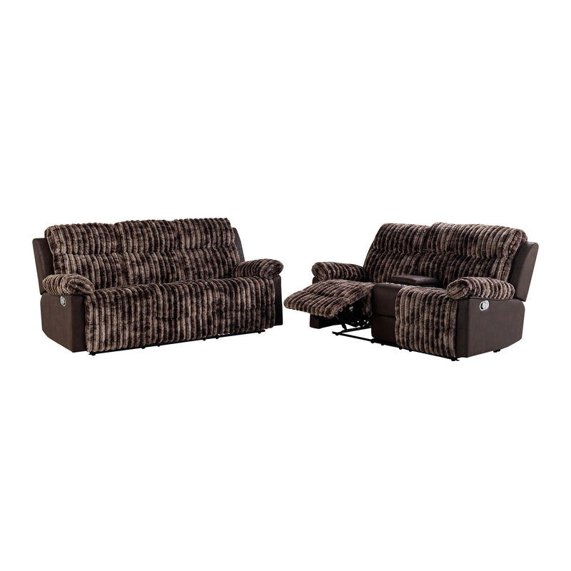 Bruni - Console Reclining Loveseat With Manual Recline And Rich Upholstery - Brown