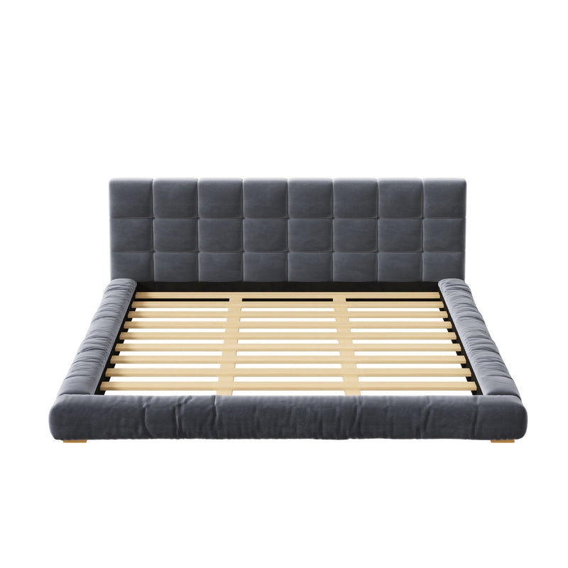 Upholstered Platform Bed Frame With Tufted Headboard
