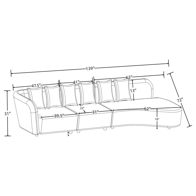 Fayette 3-piece Upholstered Sectional Sofa Greige