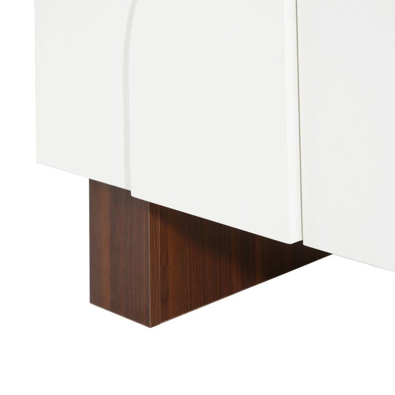 Sideboard Buffet Cabinet Wide Storage Unit With 4 Doors & Adjustable Shelves - White