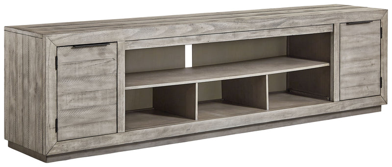 Naydell - XL TV Stand w/Fireplace Option - Gray