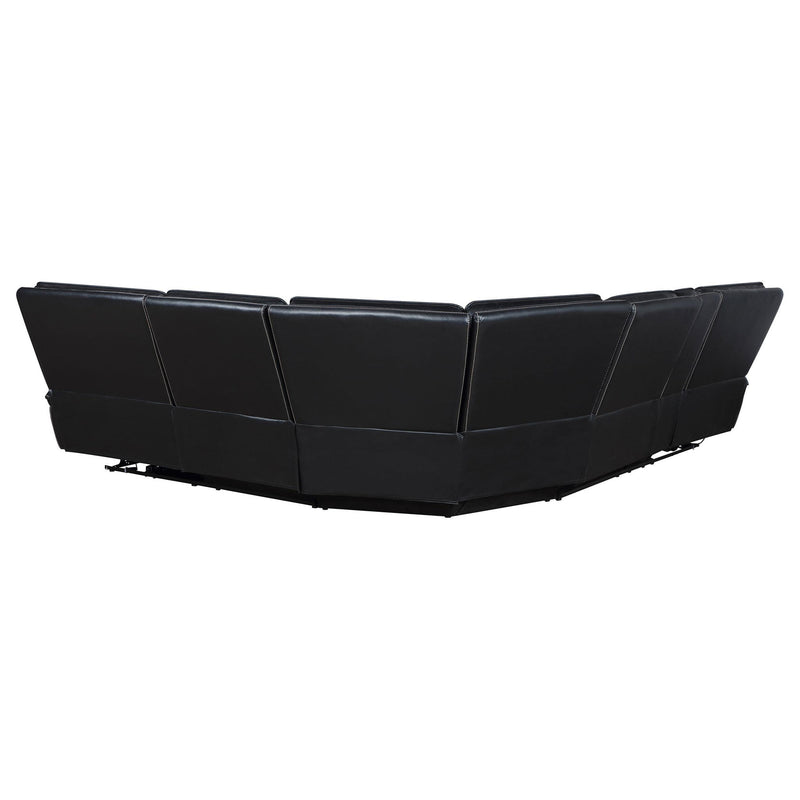 Hewitt Leather Dual Power Reclining Sectional Sofa Black
