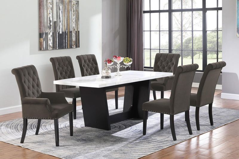 Alana Velvet Upholstered Dining Arm Chair Brown