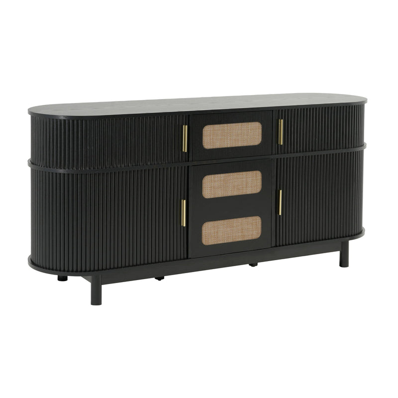 Fluted Sideboard Buffet Cabinet With Sliding Doors And Adjustable Shelves