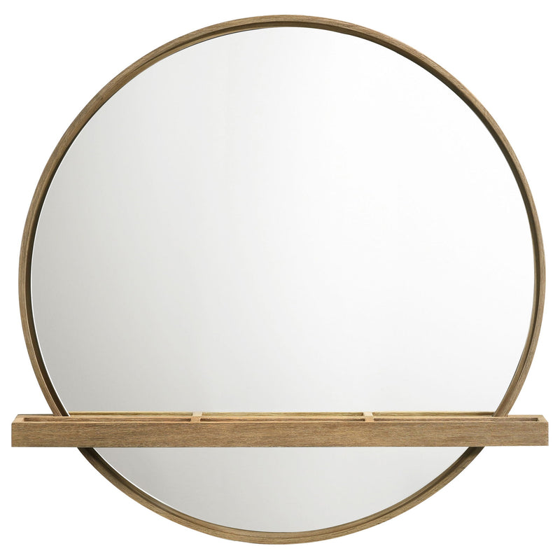 Benson - Round Vanity Wall Mirror With Shelf - Sand