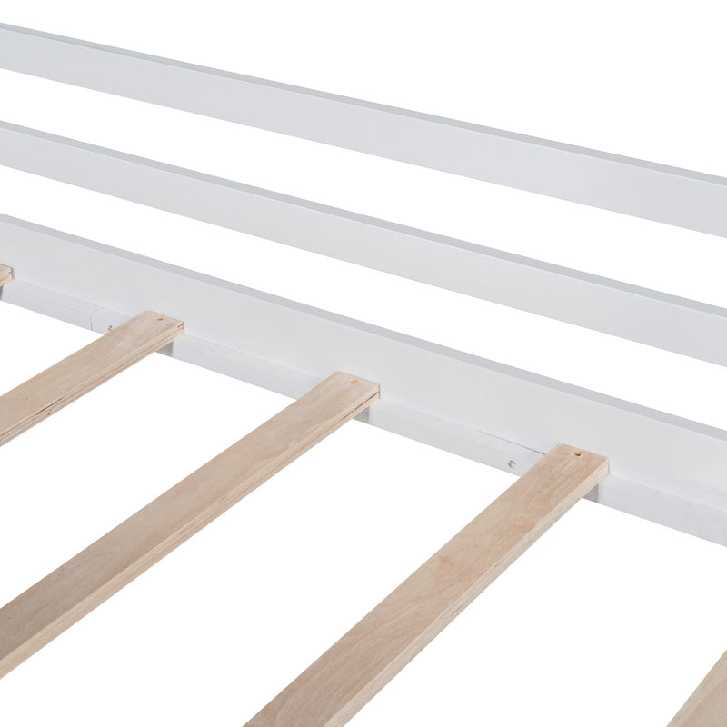 Loft House Bed With Ladder And Slide, With board And Light Strip On The Roof