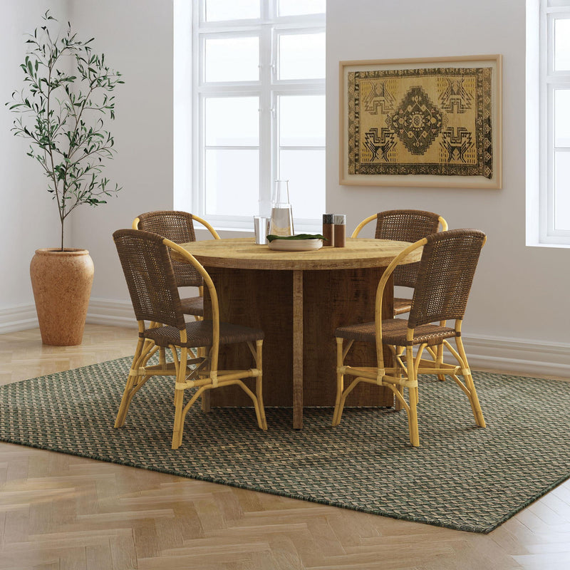 Lexley Woven Rattan Dining Side Chair Brown (Set of 2)