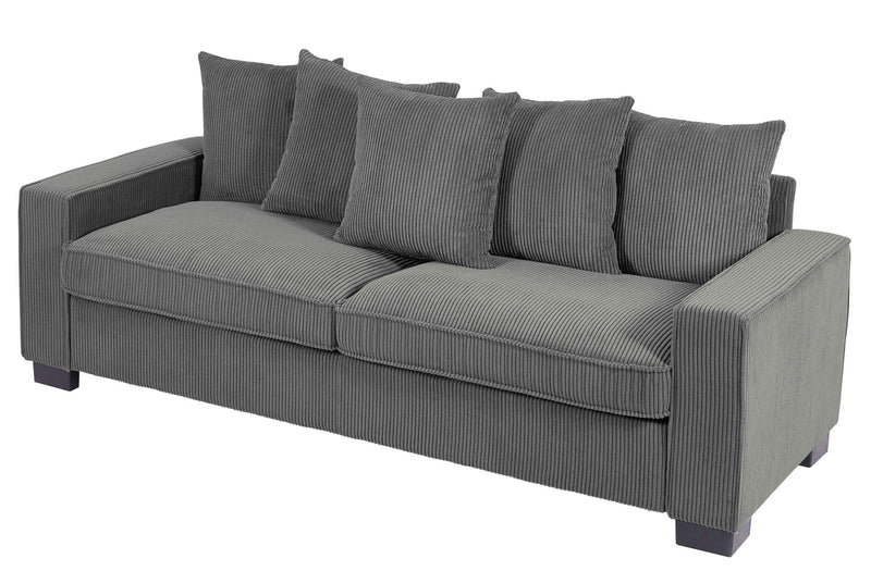 Luxe Sofa With 5 Matching Toss Pillows, Sleek Design, Spacious And Comfortable 3 Seater Couch