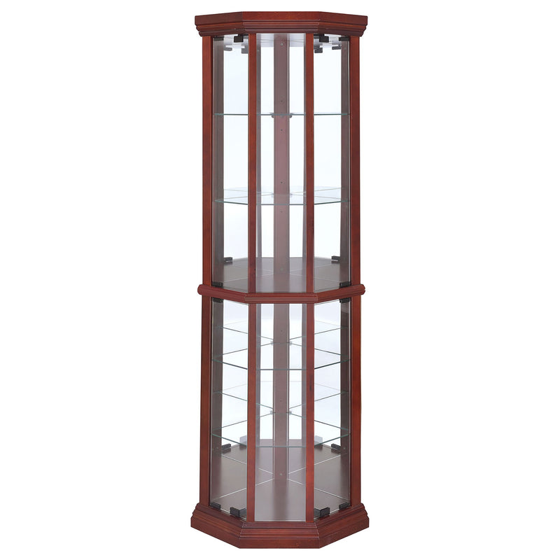Jacob - 6 Shelf Curio Display Cabinet - Red / Brown