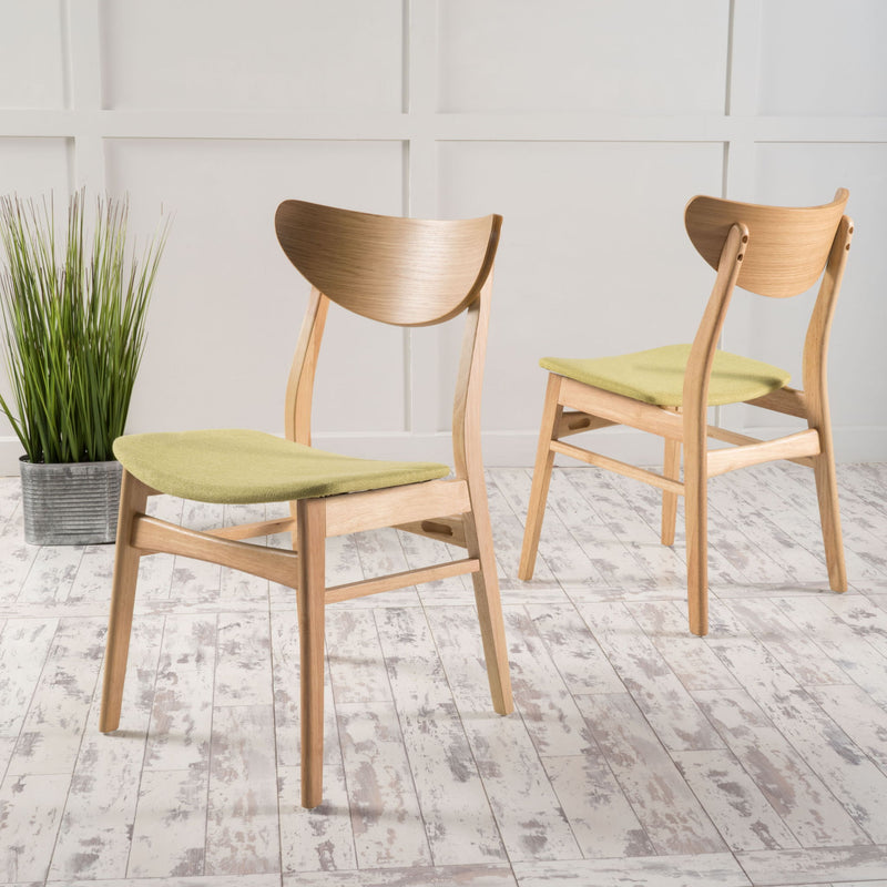 Contemporary Fabric Dining Chair With Wood And Sleek Design - Green