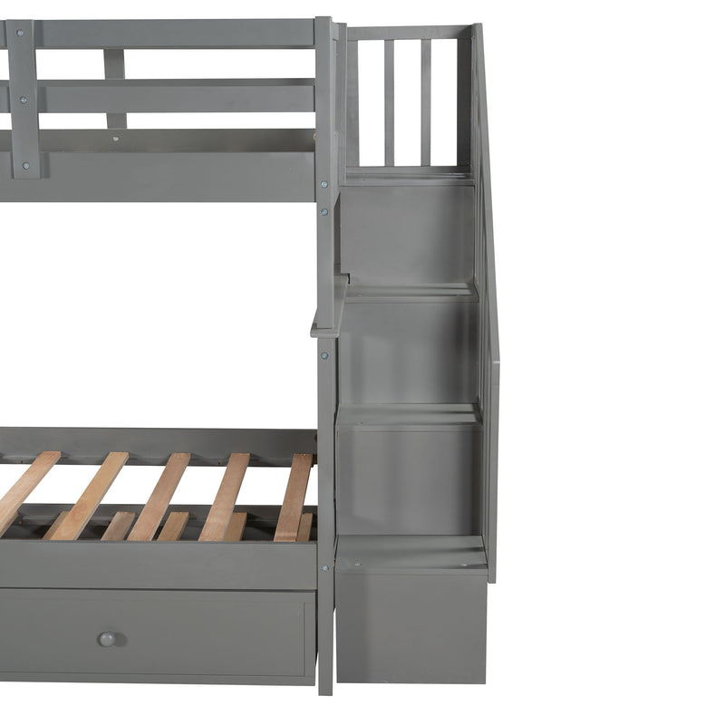 Stairway Bunk Bed & Storage And Guard Rail For Bedroom
