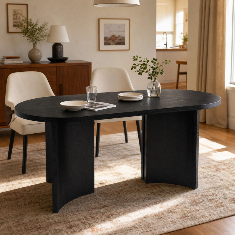 Dining Table With Curved Legs - Black
