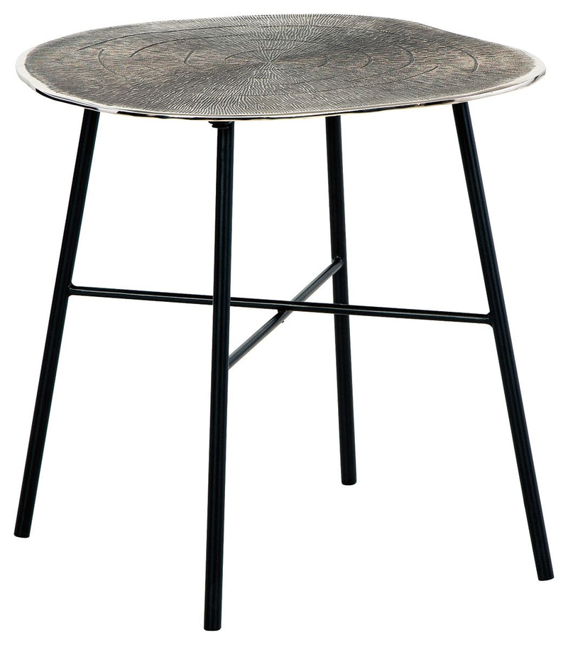 Laverford - Round End Table - Chrome / Black
