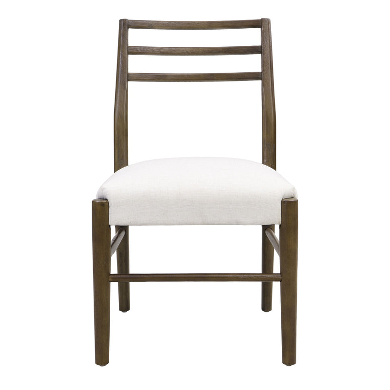 Farmhouse Style Dining Chair Set With Ladder Back Design - Beige
