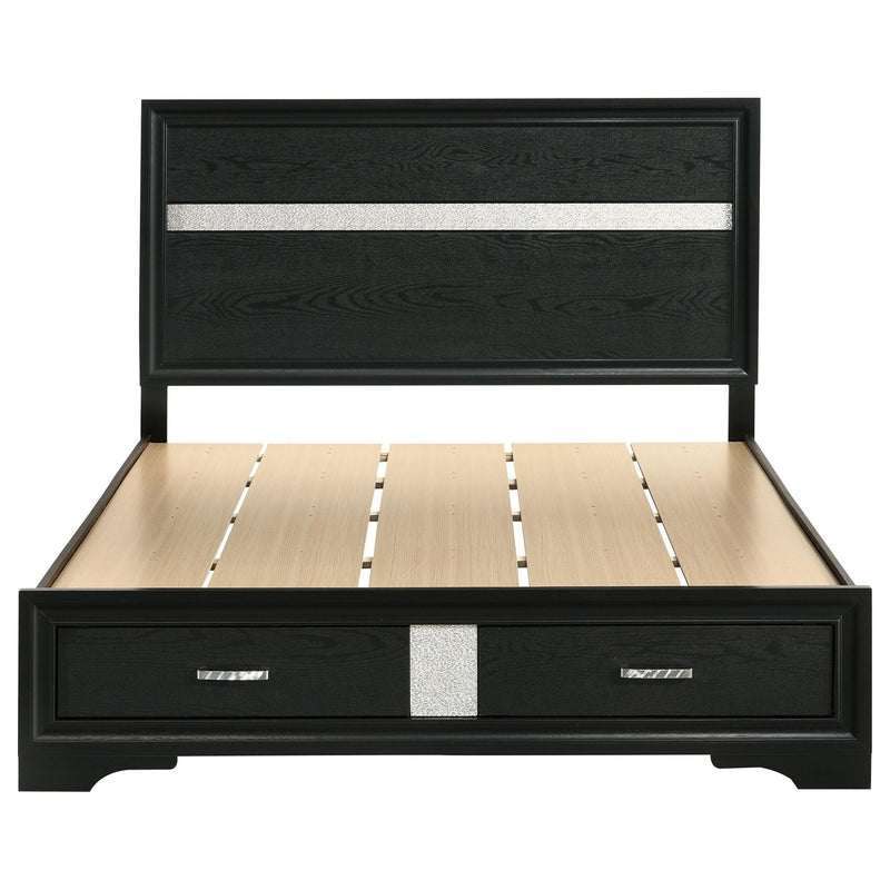 Miranda 51-inch Wood Queen Storage Panel Bed Black