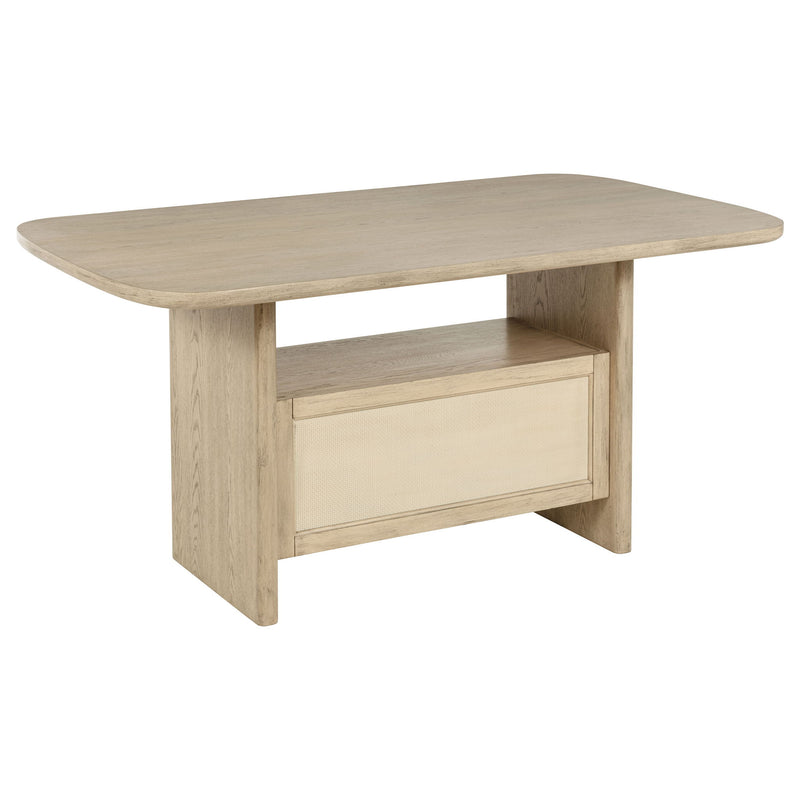 Kimpton - Counter Height Dining Table With Storage Cabinet And Shelves - Beige