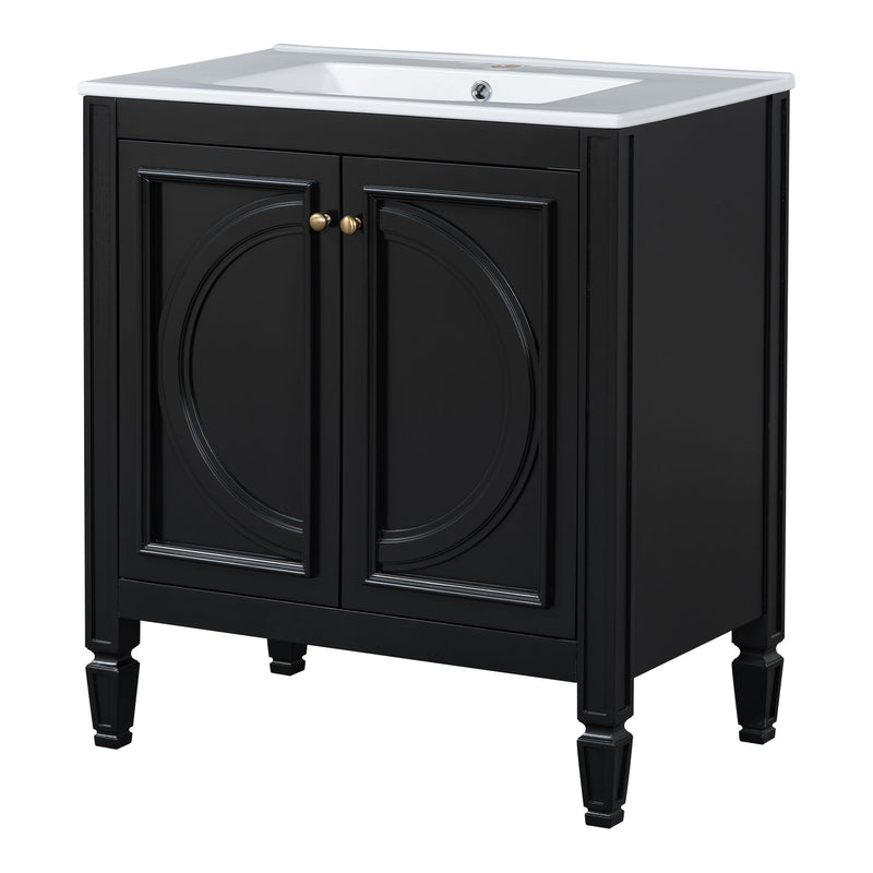 Double Sink Bathroom Vanity Set With Wall Mount Mirror Cabinet
