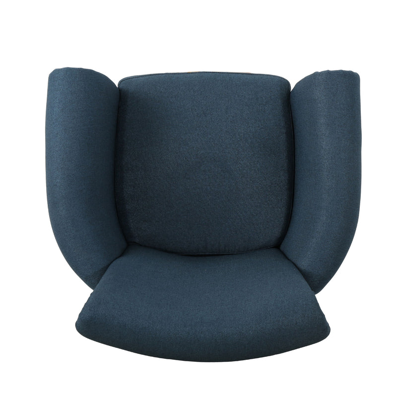 Elegant Fabric Club Chair With Nailhead Trim And Birch Wood Legs - Navy Blue