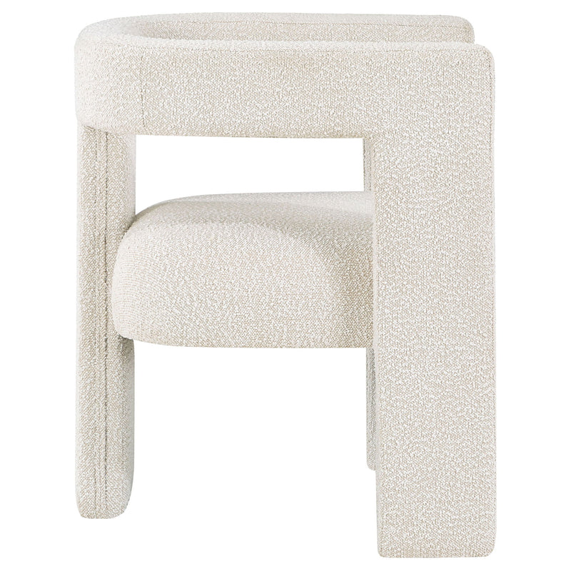 Verda - Upholstered Accent Side Chair In Soft With Rounded Open Back And 3 Leg Base - White
