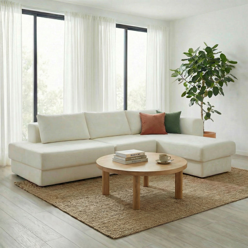 L-Shaped Modular Sofa With Double Layer Cushion
