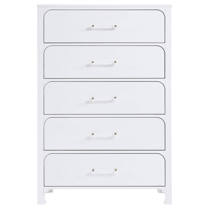 Anastasia 5-drawer Bedroom Chest Pearl White