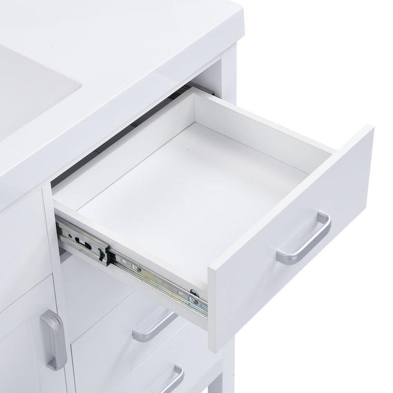 46.5" Modern Bathroom Vanity Cabinet Only, Soft Close Door & 6 Drawers - White