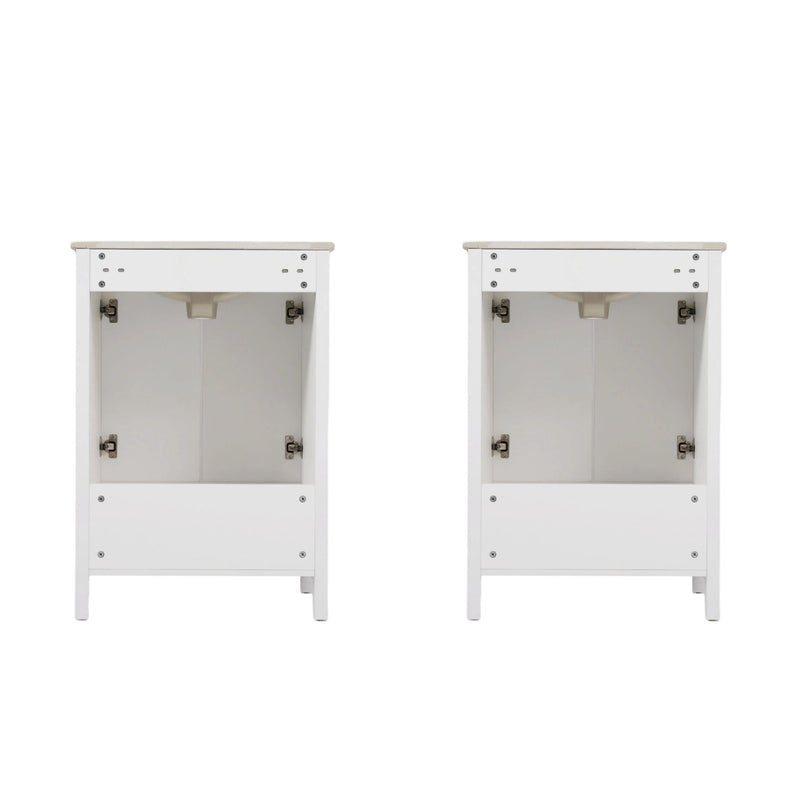 48" Bathroom Vanity Set With Textured Door Panels, Soft Close Hinges, Single Faucet Hole, Large Storage & Drawer - White