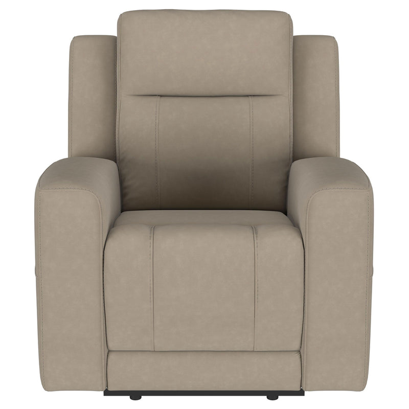 Slater - 3 Piece Upholstered Reclining Sofa Set And Built In Storage - Taupe