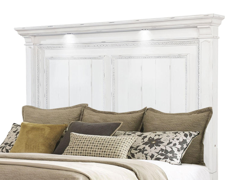 McKinney Queen LED Light Panel Bed Vintage White