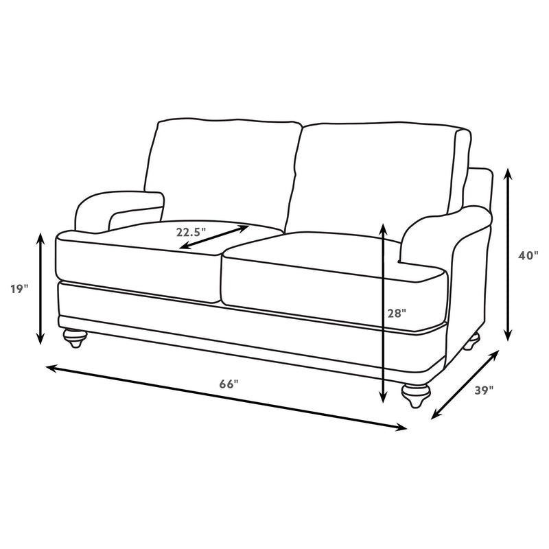 Glenn Upholstered English Arm Loveseat Light Grey and Blue