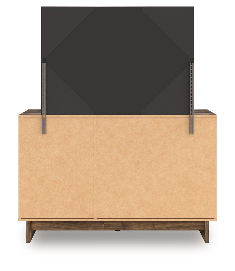 Chirason - 3 Pc. - Twin Panel Bed With Storage, Dresser And Mirror - Brown