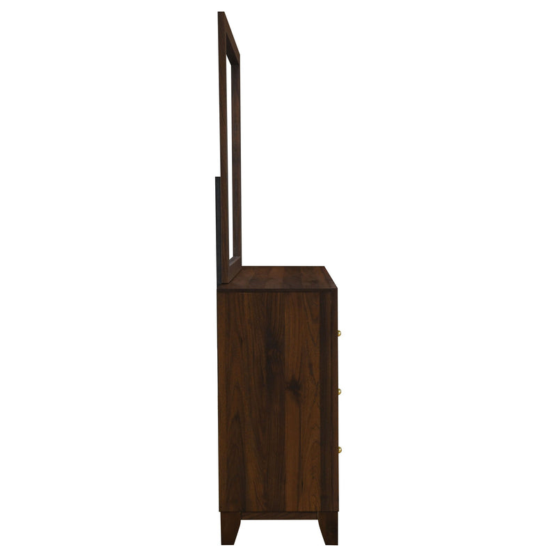 Anza - 6 Drawer Dresser With Mirro - Walnut