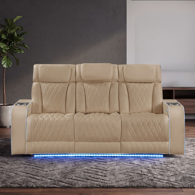 Electra - Power Reclining Sofa With Power Headrests, Drop Down Table, Reading Light, Massage, LED Lighting And USB Control