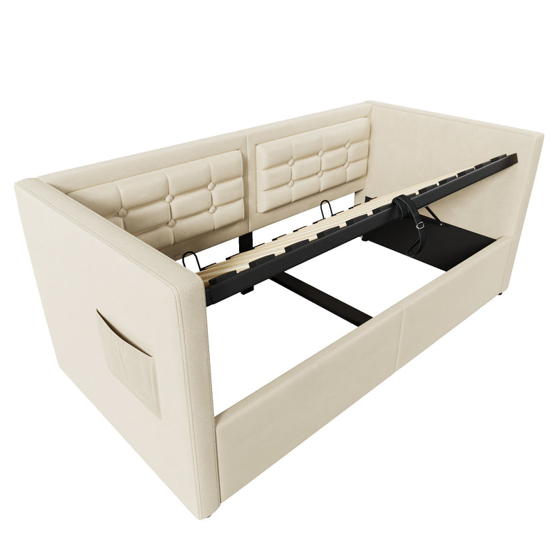 Upholstered Daybed With Hydraulic Storage And USB / Type - C Charging