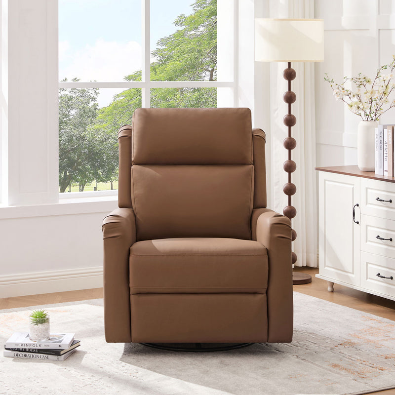 Manual Recliner, Swivel Rocking Chair With 8 Point Massage And Heating - Brown