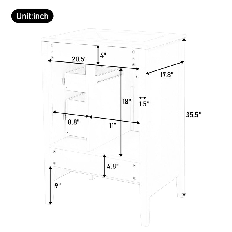 Freestanding Bathroom Vanity With Sink, Soft Closing Cabinet And Drawers - White